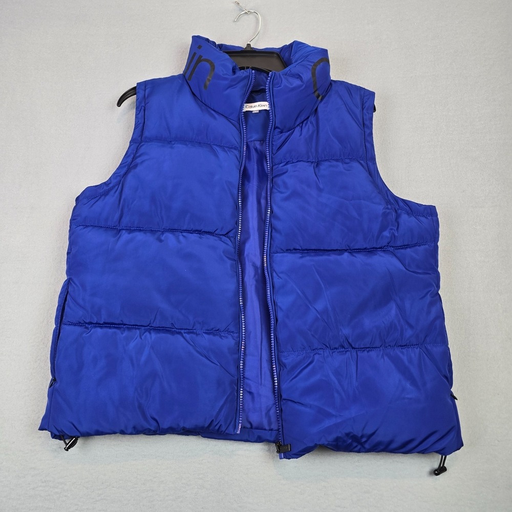 Calvin Klein Blue Puffer Vest Women's Large Quilted Full Zip Lightweight Vest - Picture 10 of 10